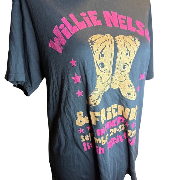 Anthropologie LetLuv Willie Nelson & Friends Boots Concert Tee, Size Medium, NWT - Picture 1 of 7